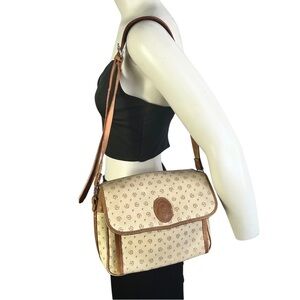 POLLINI LEATHER BROWN TAN BAG VINTAGE CROSSBODY BAG MEDIUM  BAG